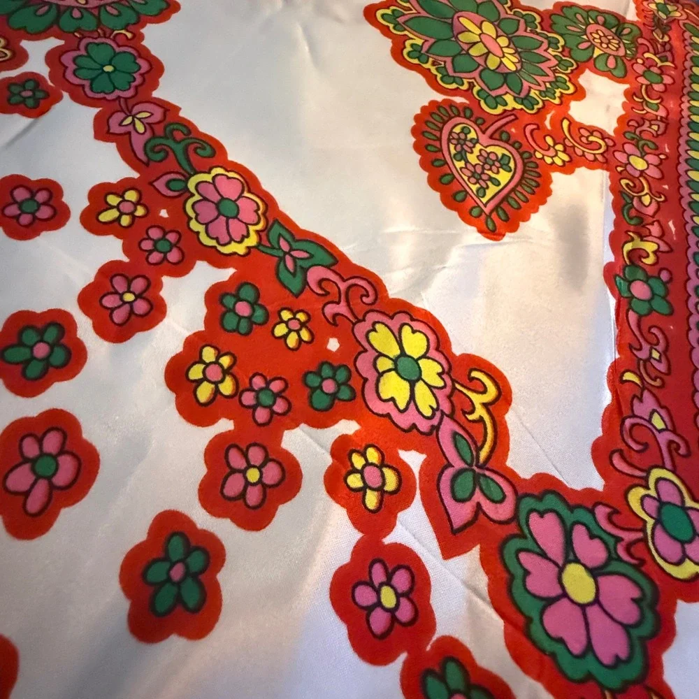 Roma Silky Scarf Italian Fashion‎ Blue Paisley Floral Square Scarf